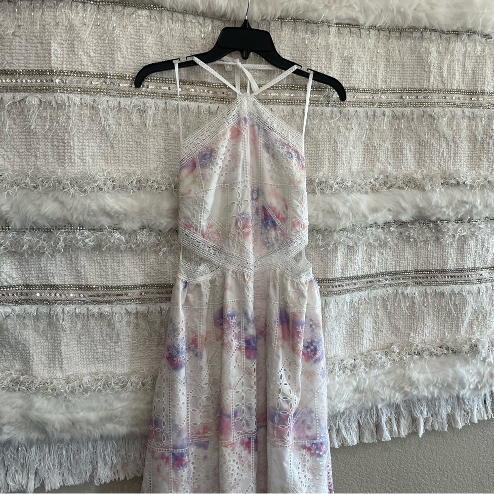 Gianni Bini Delaney Embroidered Eyelet Halter Tie Dye Dress - Picture 9 of 14